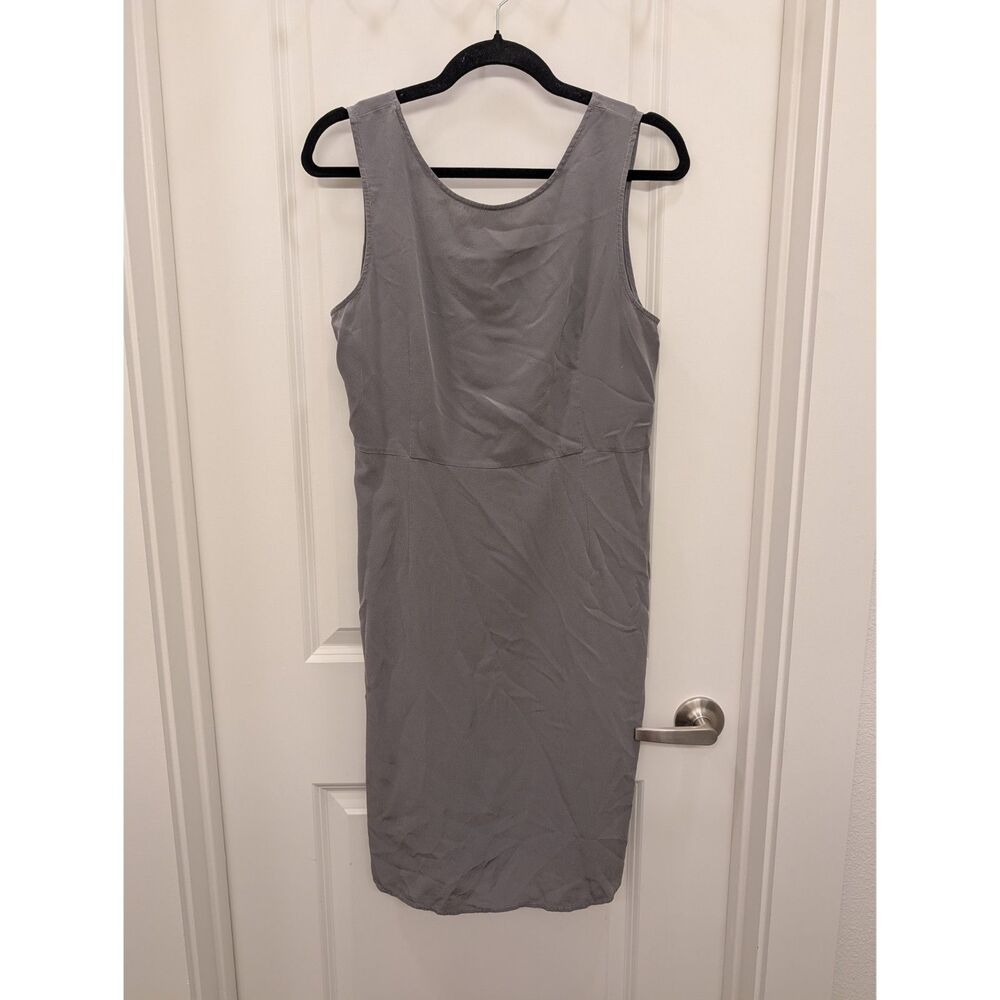 LILYSILK Gray Silk Sleeveless Midi Dress Size Medium M